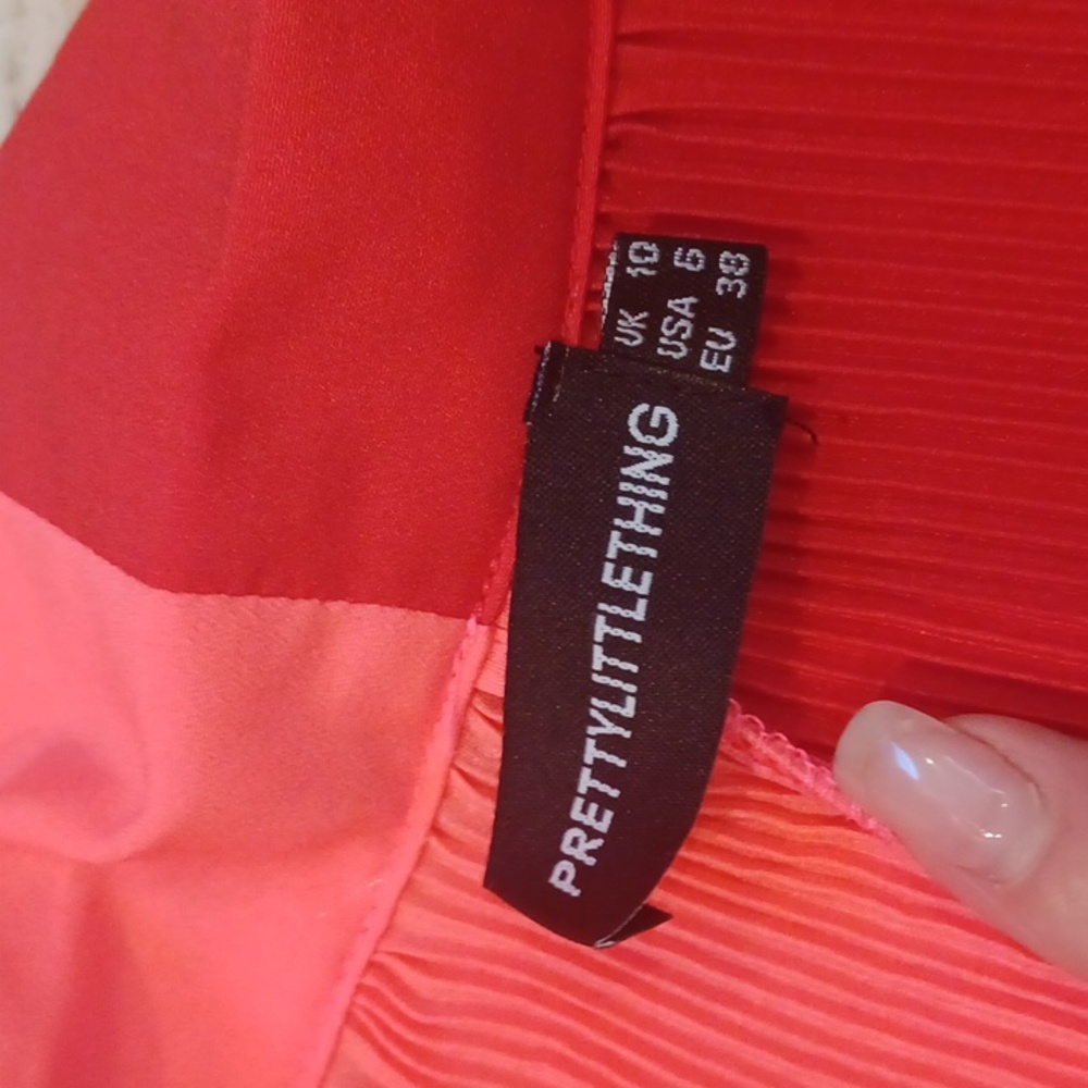 Pretty Little Thing Pink/Red Triple Tie Front Ribbed Cardigan - Picture 5 of 9
